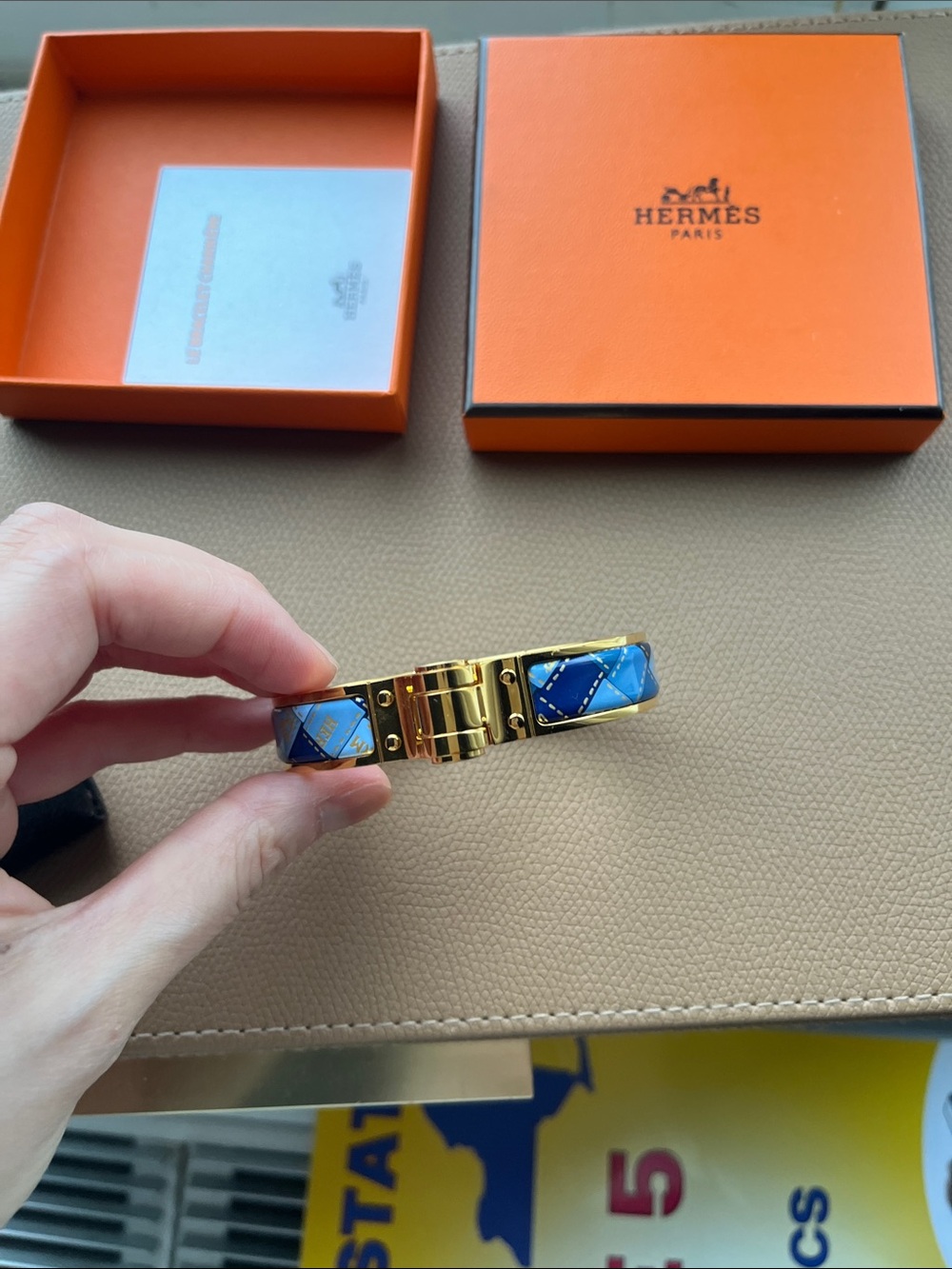 Hermes Blue Enamel and Gold Bracelet - Picture 5 of 15